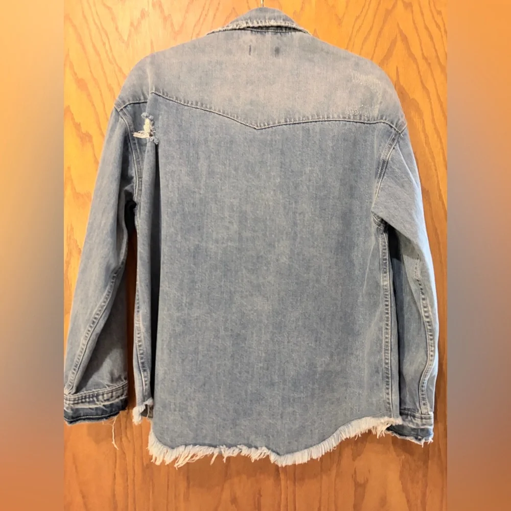 Blu Ivy Light Blue Distressed Denim Jacket - Picture 4 of 4